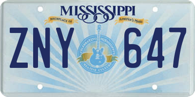 MS license plate ZNY647