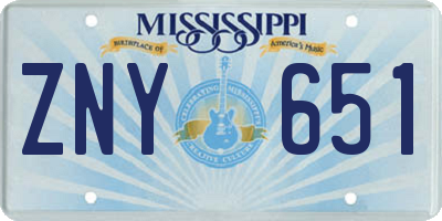 MS license plate ZNY651