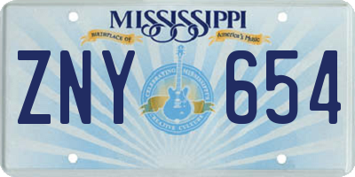 MS license plate ZNY654