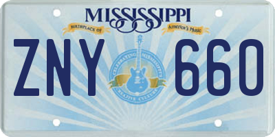 MS license plate ZNY660