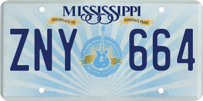 MS license plate ZNY664