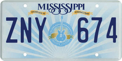 MS license plate ZNY674
