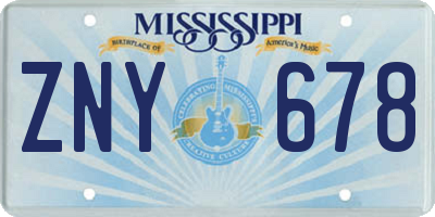 MS license plate ZNY678