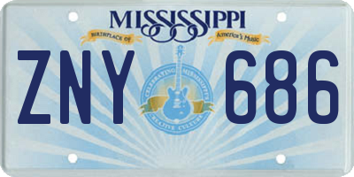MS license plate ZNY686