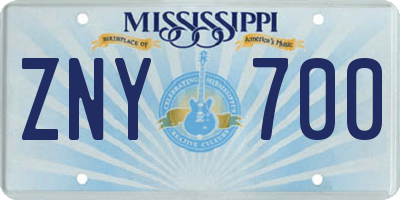 MS license plate ZNY700