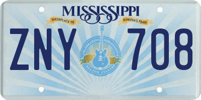 MS license plate ZNY708