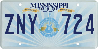 MS license plate ZNY724