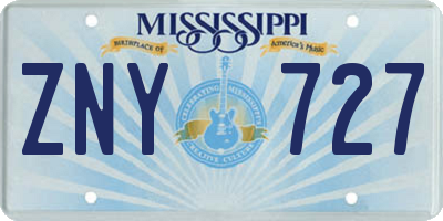 MS license plate ZNY727