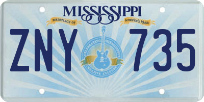 MS license plate ZNY735