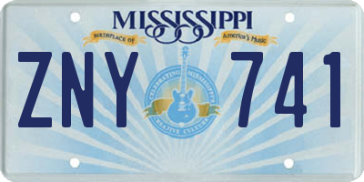 MS license plate ZNY741