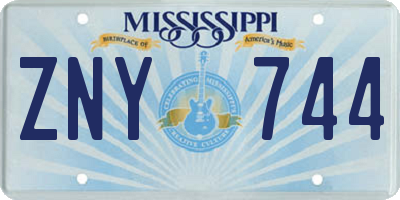 MS license plate ZNY744