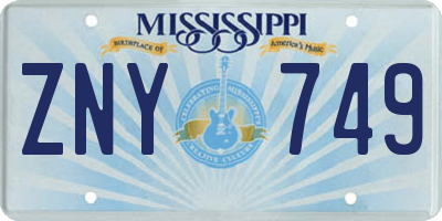 MS license plate ZNY749