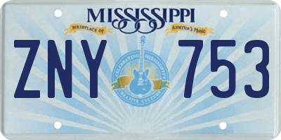 MS license plate ZNY753