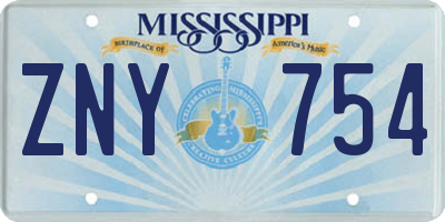MS license plate ZNY754