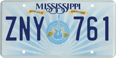 MS license plate ZNY761