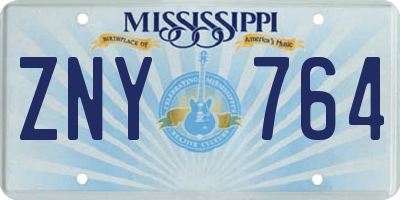 MS license plate ZNY764