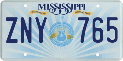 MS license plate ZNY765
