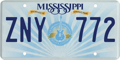 MS license plate ZNY772