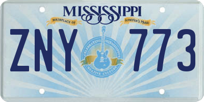 MS license plate ZNY773
