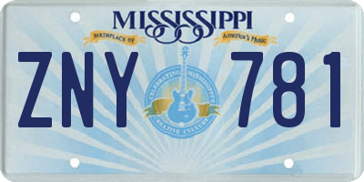MS license plate ZNY781