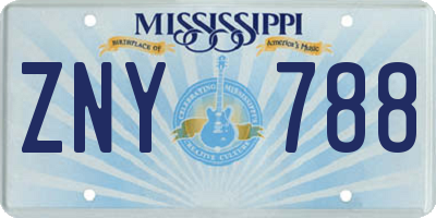 MS license plate ZNY788