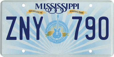 MS license plate ZNY790