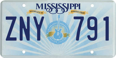 MS license plate ZNY791