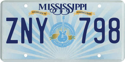 MS license plate ZNY798