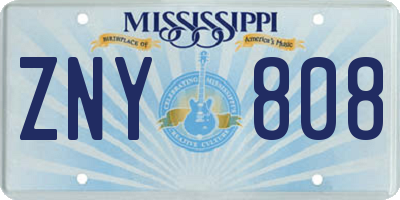 MS license plate ZNY808