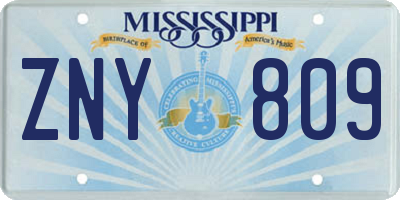 MS license plate ZNY809