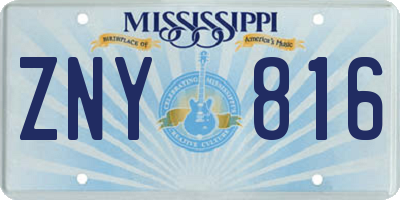 MS license plate ZNY816