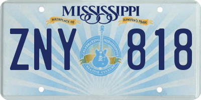 MS license plate ZNY818