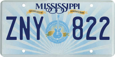 MS license plate ZNY822