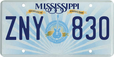 MS license plate ZNY830