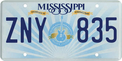 MS license plate ZNY835