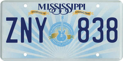 MS license plate ZNY838