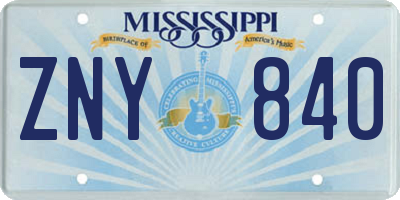 MS license plate ZNY840