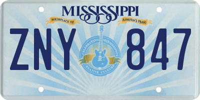 MS license plate ZNY847