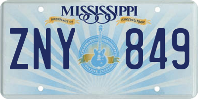 MS license plate ZNY849