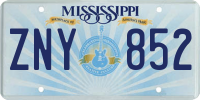 MS license plate ZNY852