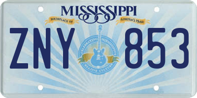 MS license plate ZNY853