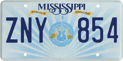 MS license plate ZNY854