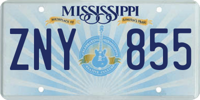 MS license plate ZNY855