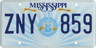MS license plate ZNY859