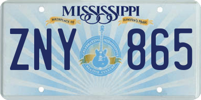 MS license plate ZNY865