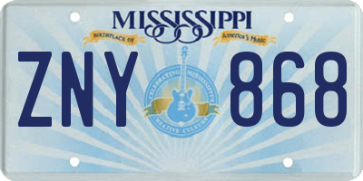 MS license plate ZNY868