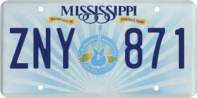 MS license plate ZNY871