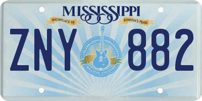 MS license plate ZNY882