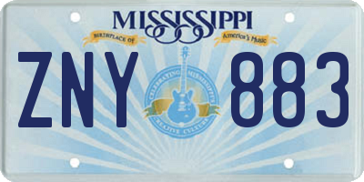 MS license plate ZNY883