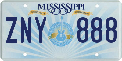 MS license plate ZNY888